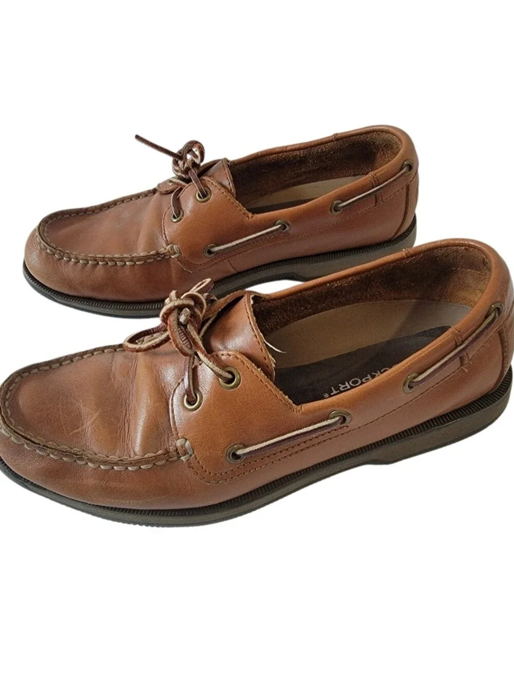 Rockport Mens Brown Boat Shoes Sz 9.5M Leather Classic Moc Toe Casual Comfort